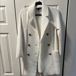 Elegant White Double-Breasted Women's Coat